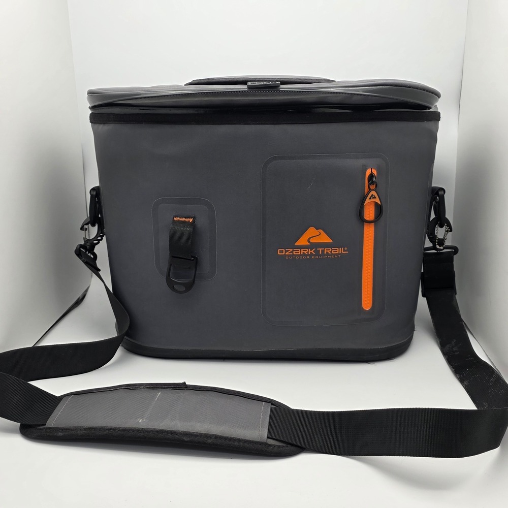 Ozark Trail Soft Sided Cooler Bag Gray Waterproof Insulated Quick-In Hatch Beach